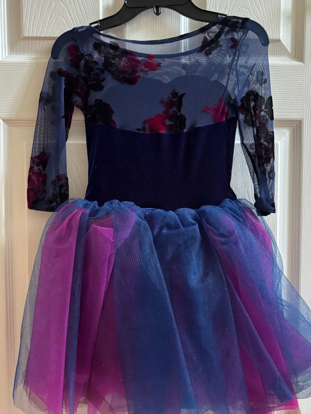 Weissman Navy and Purple Flower Tulle Dance Costume